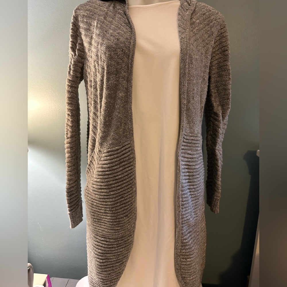 Lululemon As Promised Elegant Heather Gray Hooded Cardigan Medium - Picture 5 of 10